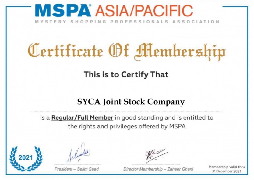 SYCA Joint Stock Company- MSPA AP Membership Certificate 2021-1